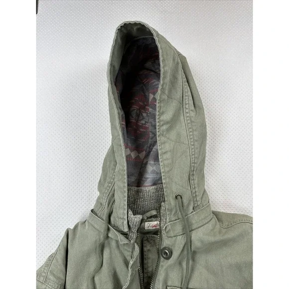 Faherty Women's Small Arosa Green Military Style Hooded Jacket Aztec Full Zip - Picture 7 of 8